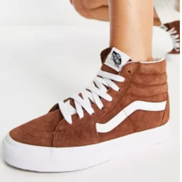 Vans Sk8-Hi Pig Suede Tortoise Shell Brown Sneakers NEW - Picture 12 of 12